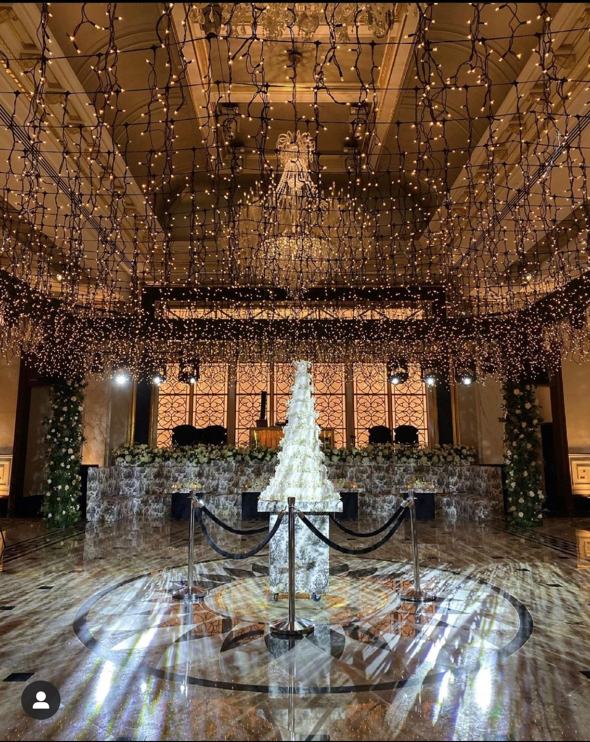 The ballroom under a ceiling of twinkling lights