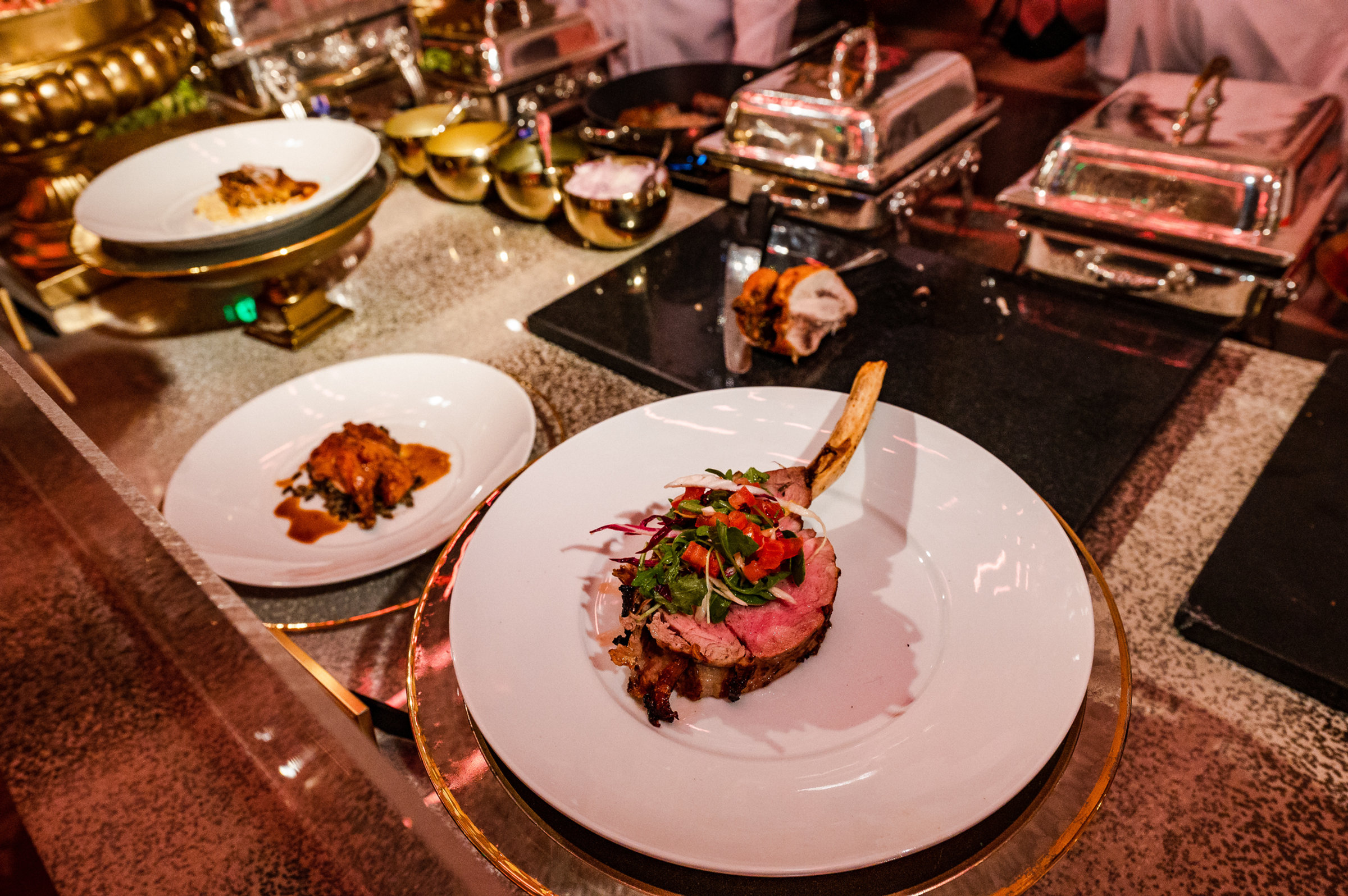 Plated dishes from the carving station